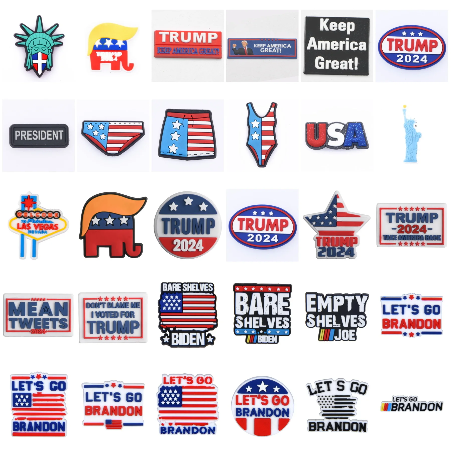 Подвески для обуви для мужчин и женщин, американский президент США, Croc, для мальчиков и девочек, 2024 год, украшения для обуви в американском стиле, аксессуары для искусственной обуви в Лас-Вегасе