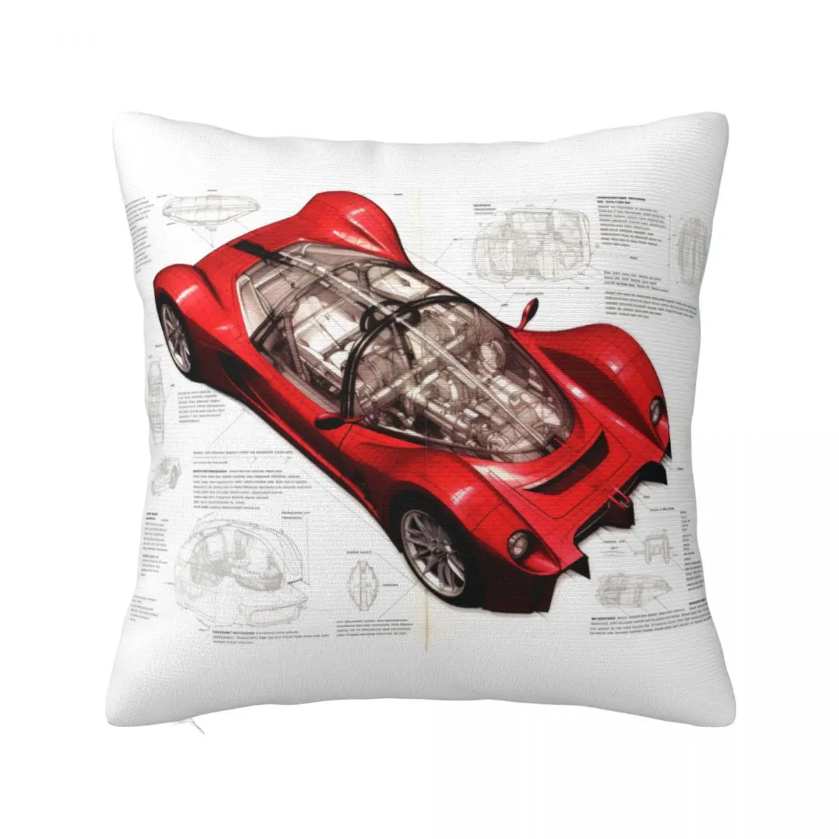 

Passionate Sports Car Pillow Case Sketch Style Drawings Luxury Polyester Pillowcase Travel Zipper Spring Cover