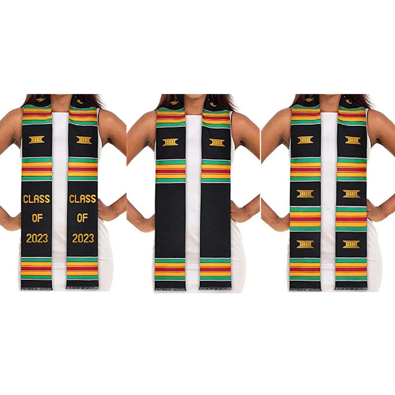 

160*9.5CM Kente Cloth Design Graduation Sash Baccalaureate Gown Accessory Graduation Stole Scarf