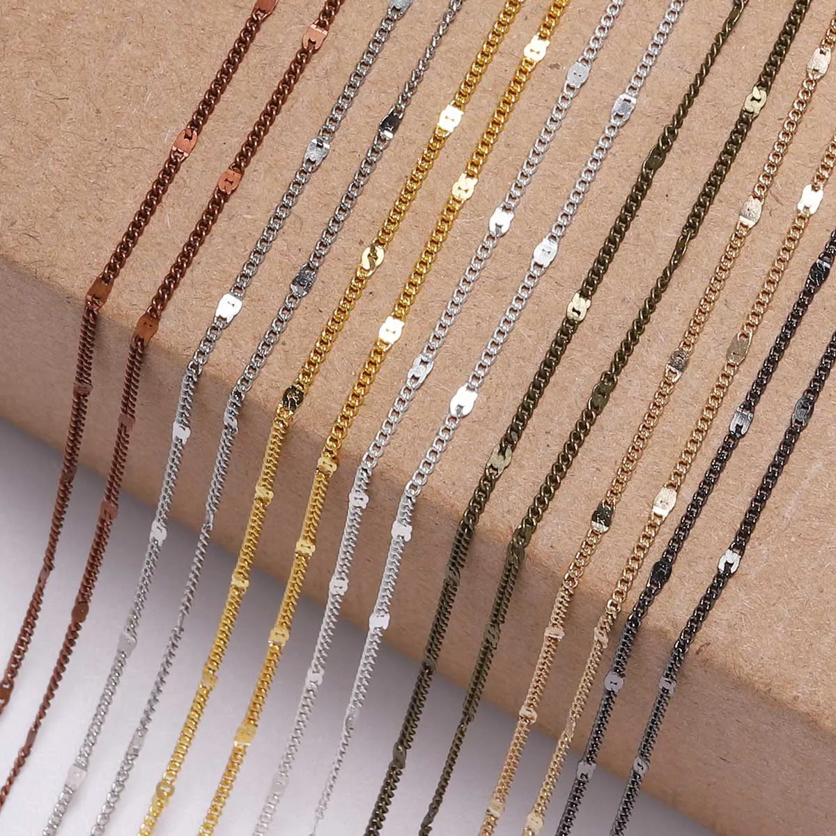 

5m/lot Width 1.3 1.6 2mm Gold Silver Bronze Gun Black Rolo Link Chain Necklace Bracelet Discovery Supplies DIY Jewelry Making