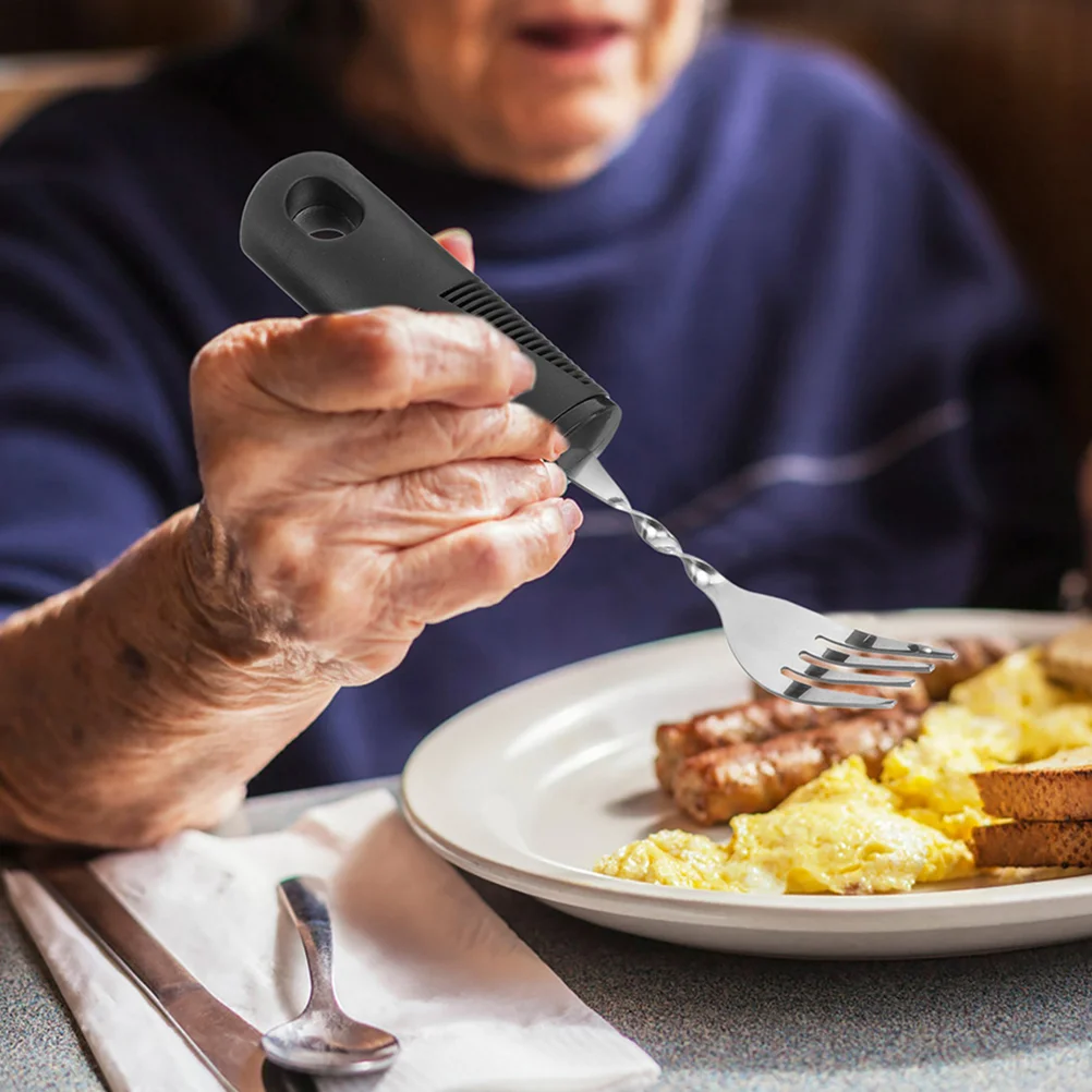 

2 Sets Bendable Cutlery Adaptive Utensils Parkinsons Meal Adults Disabled Appliance Elderly Rubber Weighted Tableware