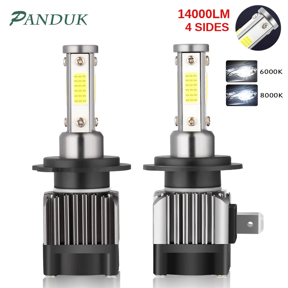 Светодиодные лампы для фар PANDUK H7 светодиодный H8 H11 9005 HB3 9006 HB4 H4 60 Вт 14000LM Автомобильные фары Mini Turbo светодиодный H7 автомобильная лампа 2 шт.