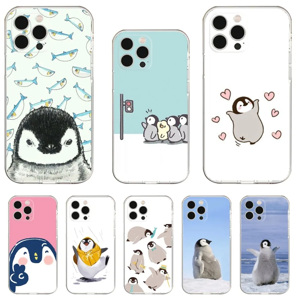 Милый милый чехол для телефона Pengui iPhone 13 14 12 Mini 11 Pro Max Plus X XR XS 8 SE 2020 прозрачный