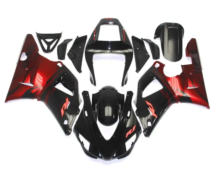 

Новый комплект обтекателей из АБС-пластика для мотоцикла, подходит для YAMAHA YZF-R1 1998 1999 98 99 R1, кузов красного и черного цвета на заказ