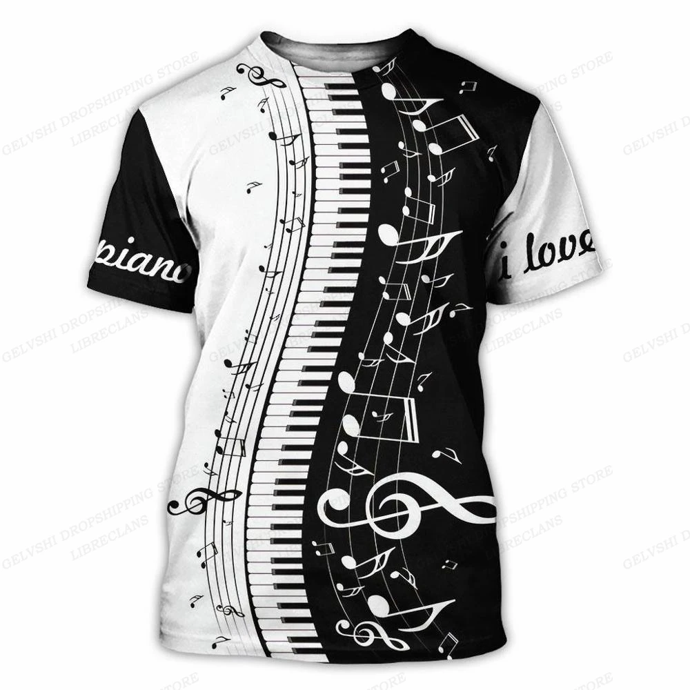 

T-shirt imprimé 3d pour homme et femme, haut à la mode, Hip Hop, musique de Piano, été