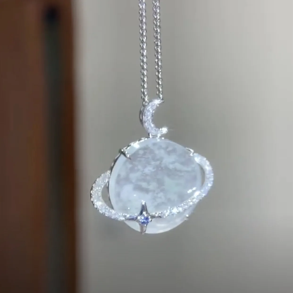 

New 2023 Fashion Personality Fantasy Planet Moon Pendant Necklace Unisex Long Sweater Chain Banquet Jewelry Accessories Gift