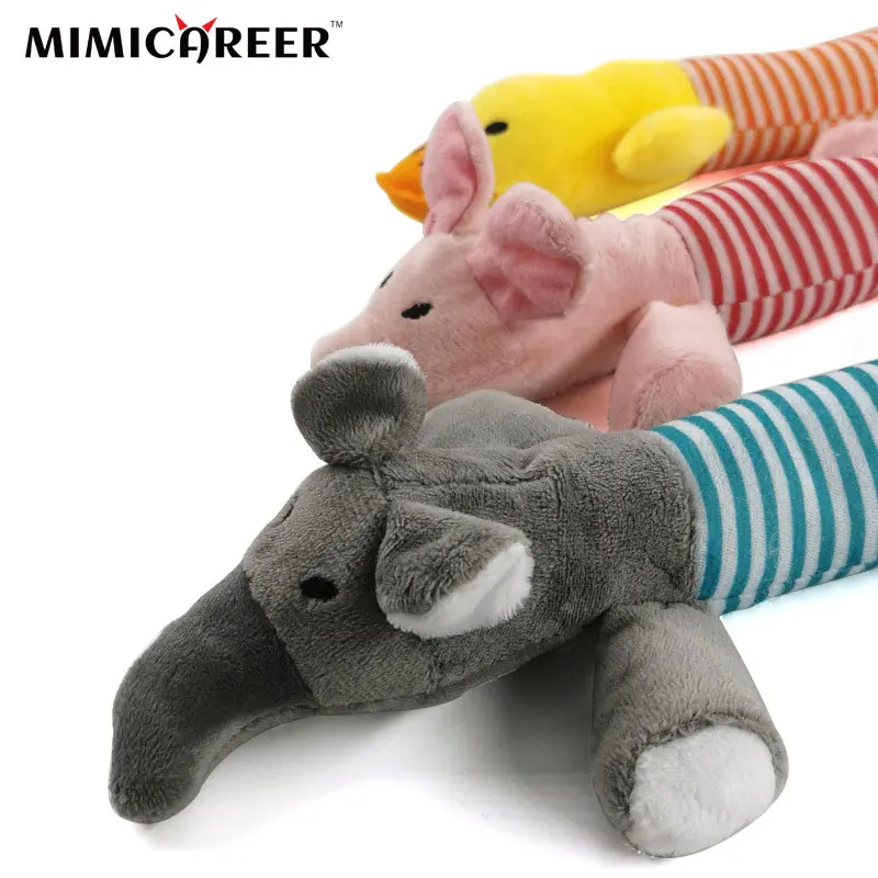 

Cartoon Long Animals Cutesty Kitten Puppy Plush Toy Stuffed Duck Piggy Elephant Sounding Stripe Toy Pet Supplies