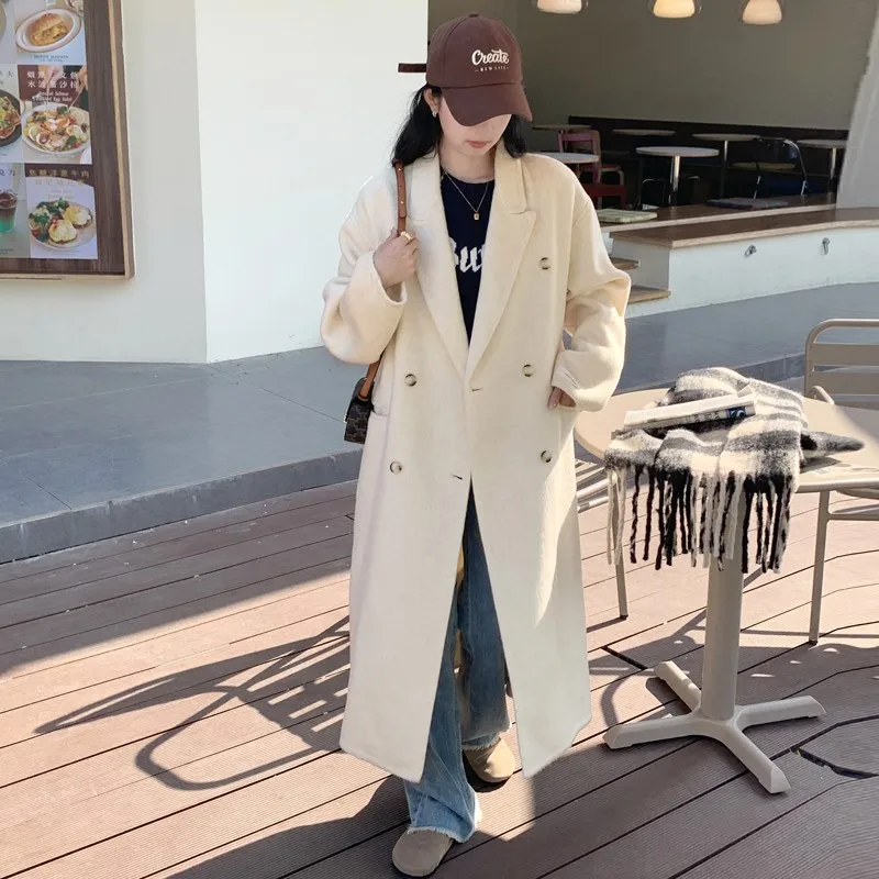 Внесезонная распродажа новое двустороннее кашемировое пальто женское длинное