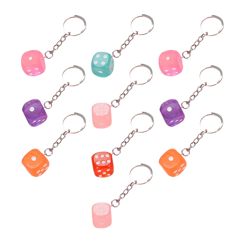 

10Pcs Chic Crystal Dice Keychain Decorative Key Chain DIY Bag Pendant Mixed Color