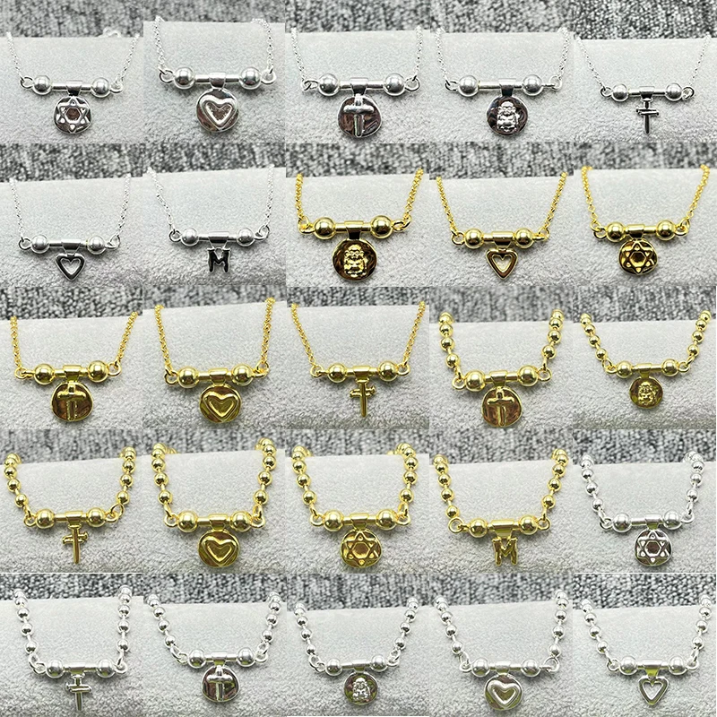 

2023 Spanish new plated popular 925 silver beaded necklace DIY letter stitching women's necklace, wholesale shipping