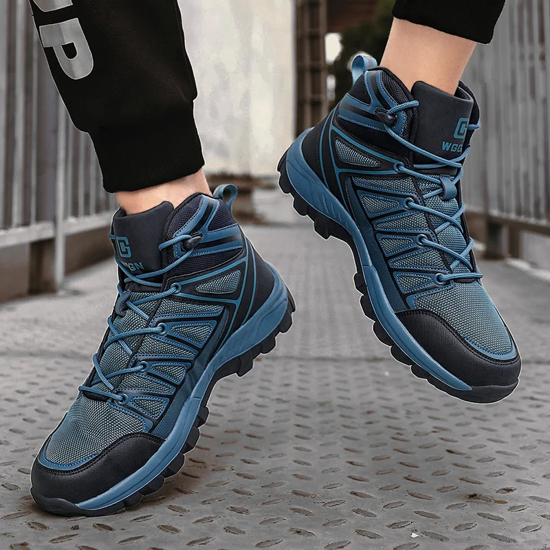 R. Xjian Couples Hiking Shoes Outdoor Walking Camping Fashionable Anti-Skid Breathable High Work Clothes Motorcycle Boots