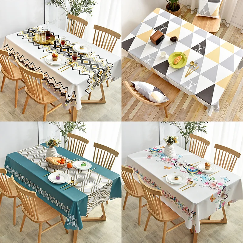 

Water Proof Tableclothes Household Oil-proof Anti-Scalding Ramadan Table Cloth PVC Grid Printed Rectangular Christmas Tablecloth