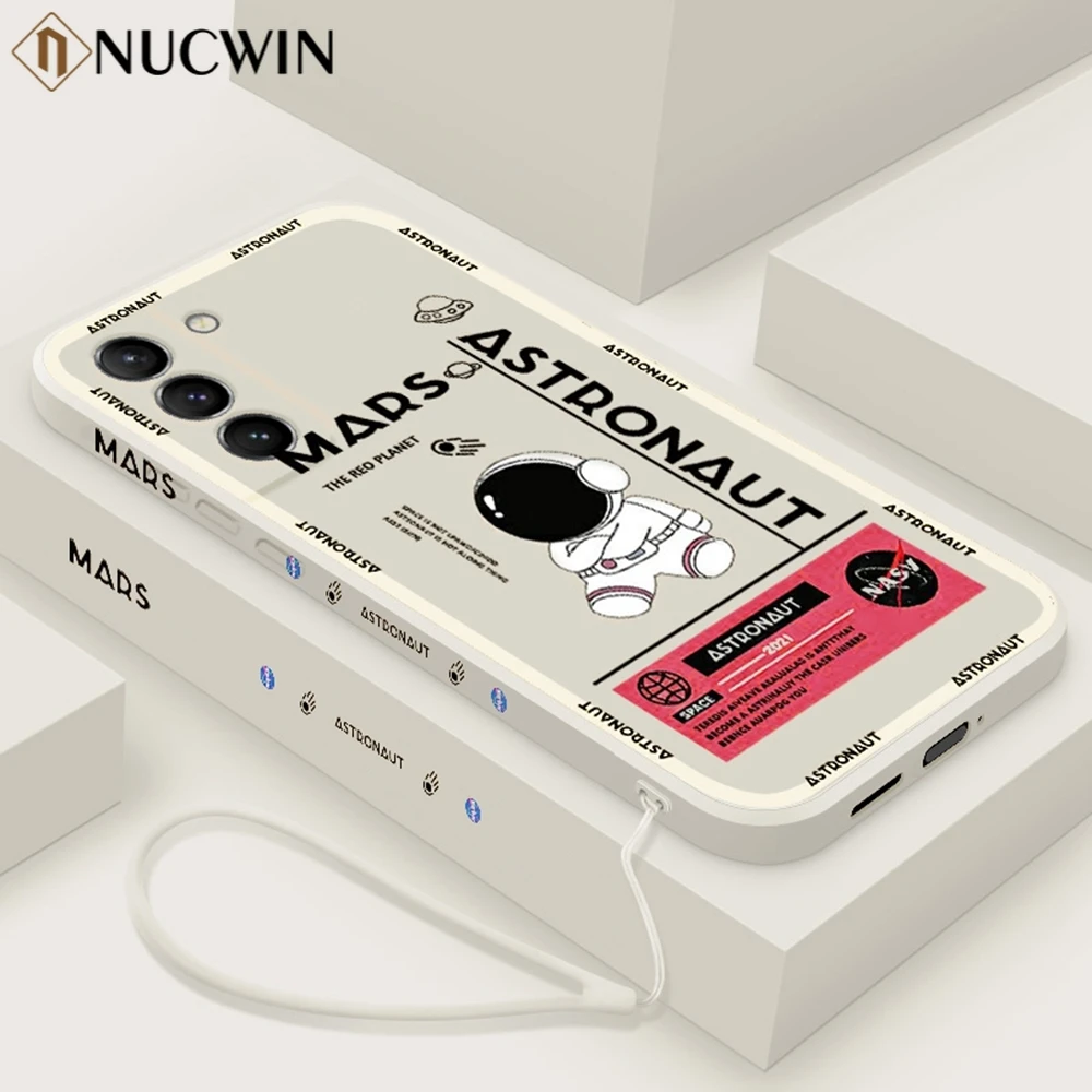 

Cartoon Astronaut Lanyard Case for Samsung Galaxy S22 Ultra S21 Plus S10 S20 FE A12 A52 A53 A13 A33 A73 A72 A51 A71 A22 Cover