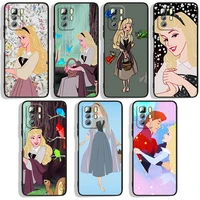 sleeping beauty phone case for xiaomi redmi note 4x 5 5a32gb 6 7 8t 8 9 9t 9pro max 9s pro black luxury silicone funda cover