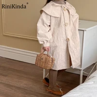 2022 autumn childrens trench girls coat kids jacket korean style cute long trench baby girls windbreaker