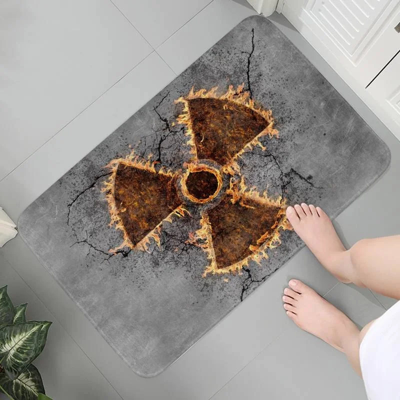 

Rug Bathroom Kitchen Carpet Anti-slip Washable Mats For Home And Comfort Danger Radiation Zone Sign Room Carpets Bath Mats