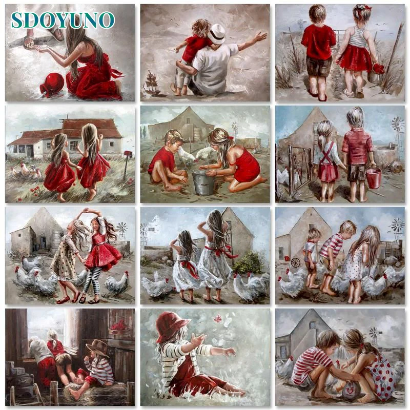 

SDOYUNO Acrylic Painting by numbers For kids Picture Drawing Figure DIY Coloring by numbers Adults crafts Home decor