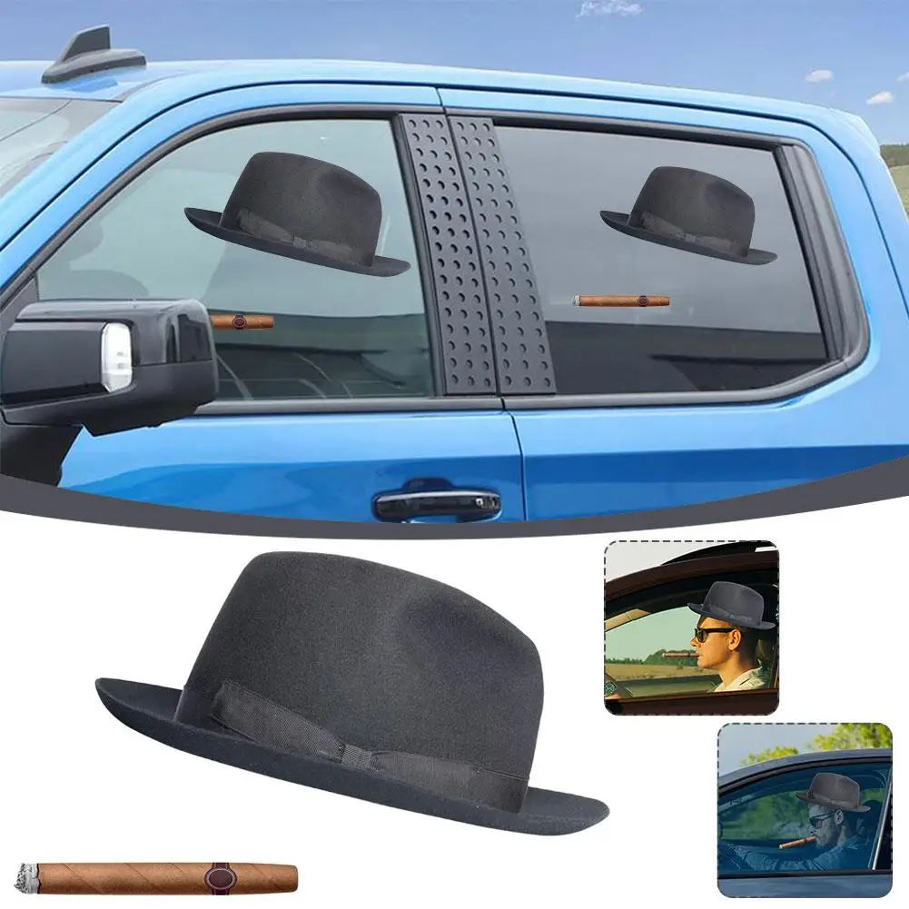 

1 Pcs Cigar Window Sticker Color Black Cigar Fedora Decals Harm Window Windows Without Car Interior Personality Accessories U4Z9