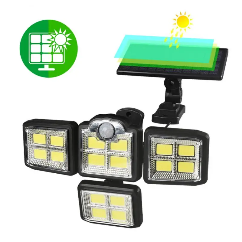 

LED Solar Lights Outdoor 4Head Motion Sensor Solar Powered Lamp Wide Angle Illumination Waterproof Wall Lamp Garden Street Light