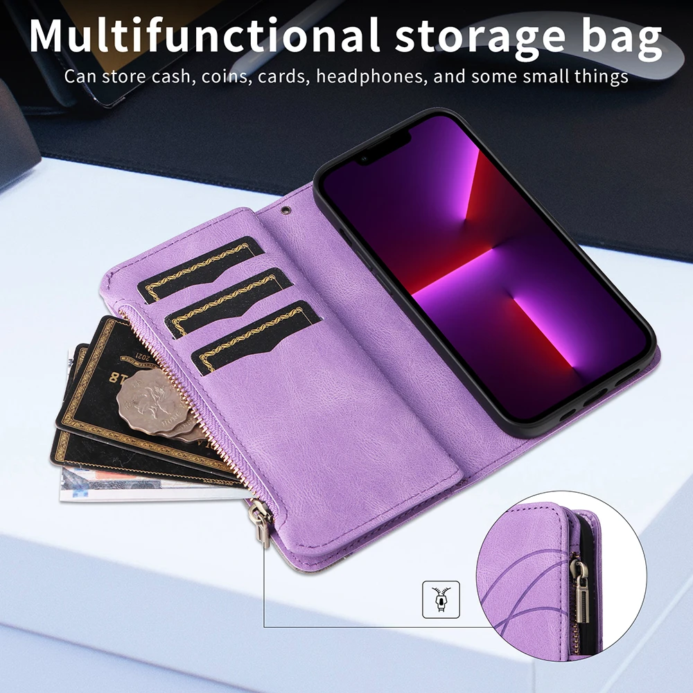 Cases For Nokia G50 G21 G11 C10 C20 X20 X10 G20 G10 Nokia 2.4 3.4 5.4 Zipper Wallet Card Anti-Knock Phone Cover Case Coque Etui