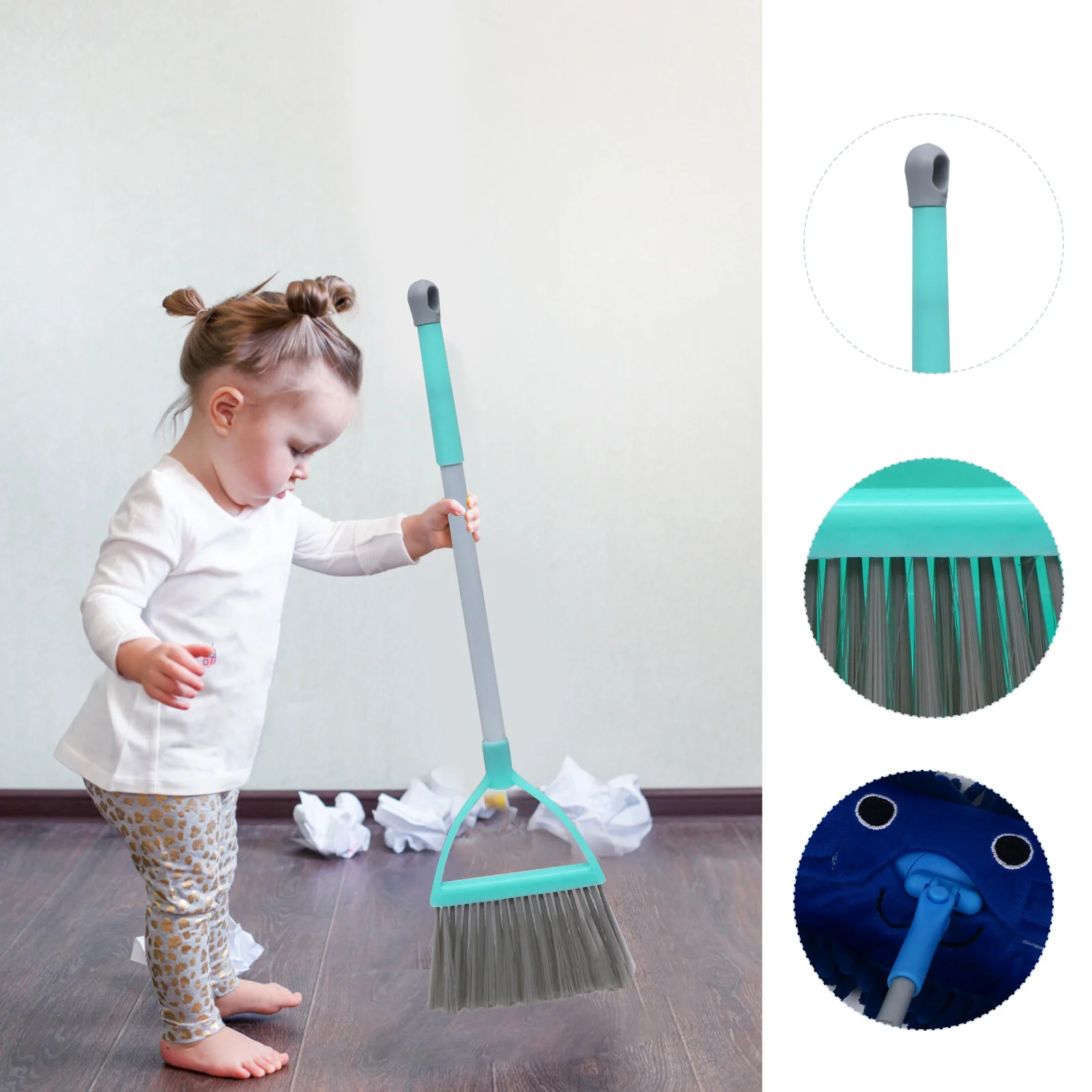 

3 Pcs Broom Cleaning Toy Mini Dustpan Kid Outdoor Toys Children's Tools Sweeping Mop Floor Shopping Cart Pretend Play