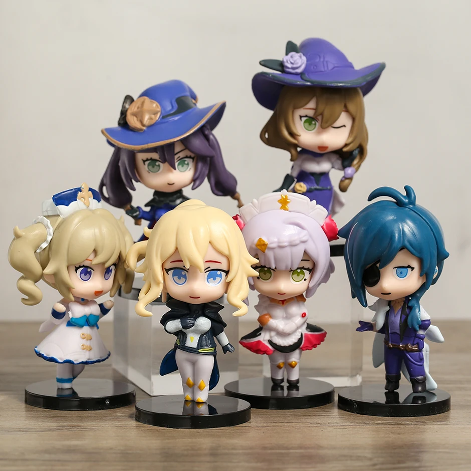 

6pcs/set Genshin Impact Lisa Kaeya Barbara Jean Noelle Mona Q Version Dolls PVC Figures Toys