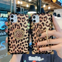 sexy leopard square stand case for samsung s21 ultra note 20 ultra note10 s20 fe s20 ultra a03s a13 s10e s10 s9 s8 plus cover