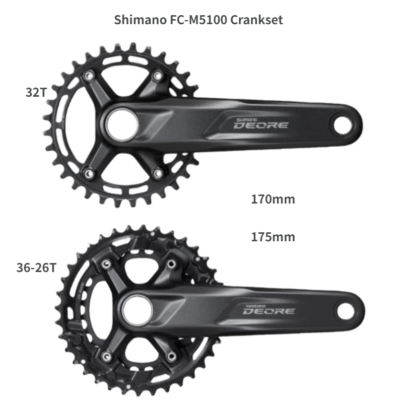 

SHIMANO DEORE FC M5100 Crankset M5100 1x11-Speed 2x11-Speed 26-36T 32T 170MM 175MM