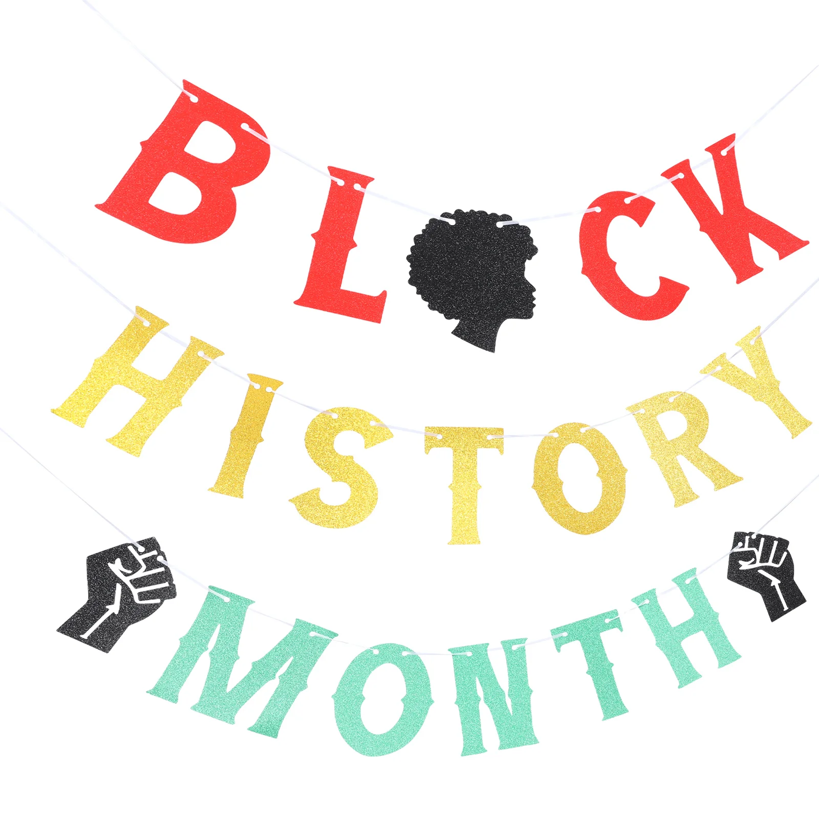 

1 Set Black History Month Decorations Black History Month Glitter Pull Flag