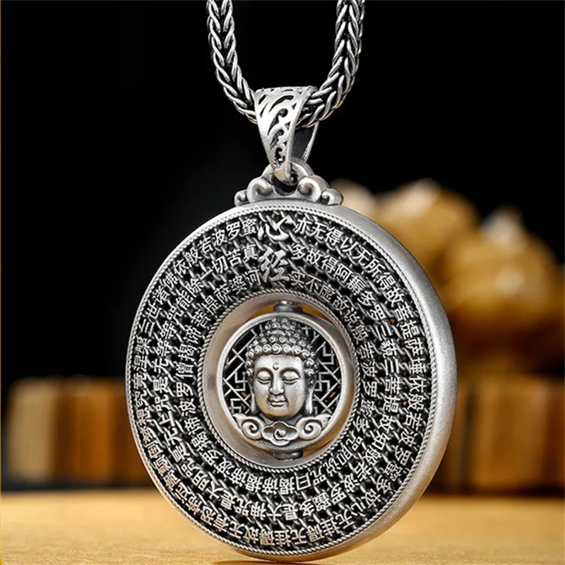 

Blessing Heart Sutra Buddha Pendant For Women Men Jewelry Rotatable Tathagata Paramita Scriptures Necklace Male Accessories
