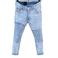 2022 star dsq italian original jeans strong wear hole patch paint dot hip hop slim fit elastic pants mid waist soft multi color
