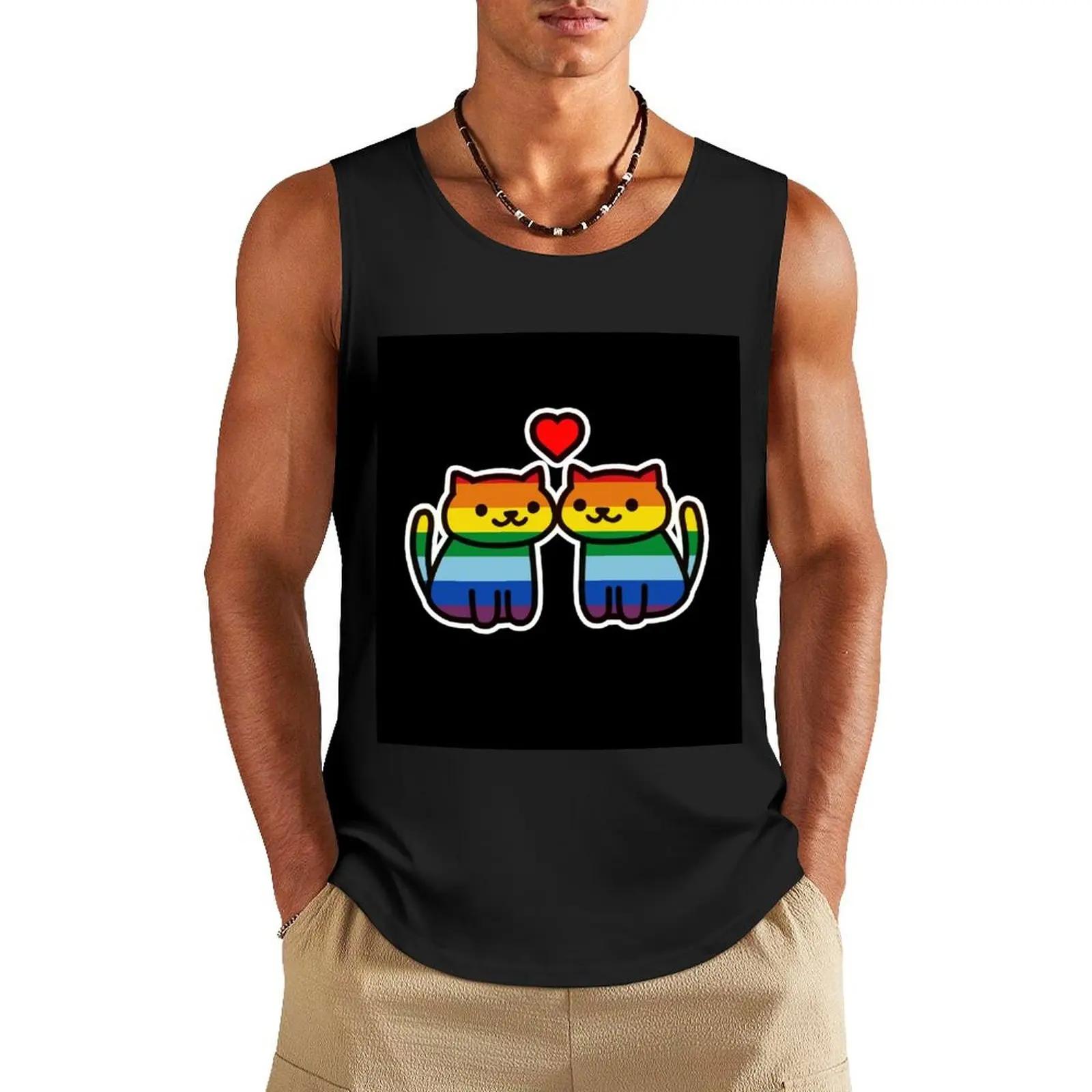 Neko Atsume Gay Pride Merch Хлопковая майка мужская