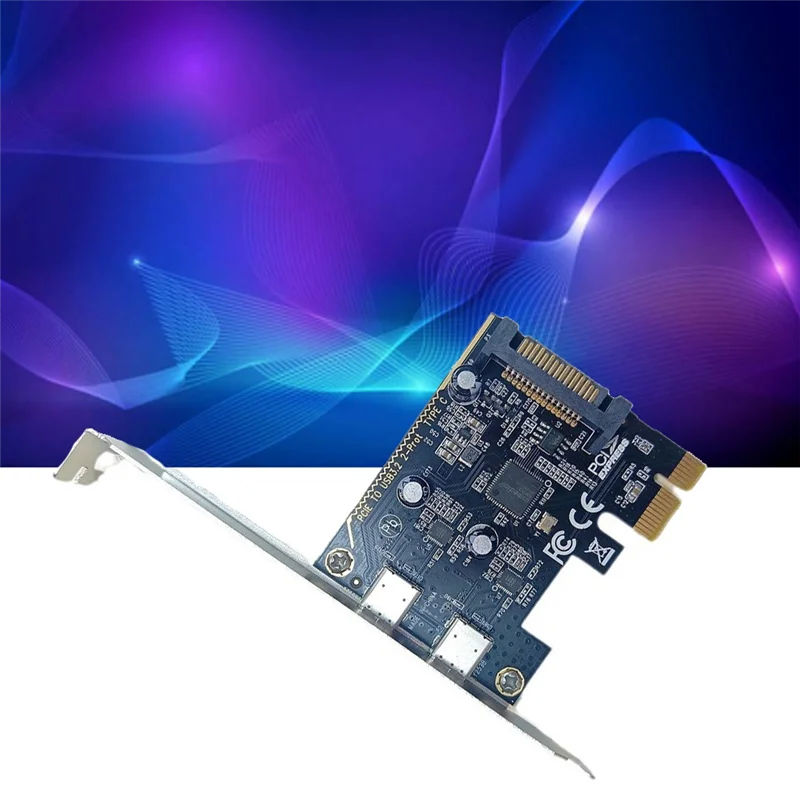 Фото Настольная материнская плата Карта адаптера PCI-E к Type-C Двухпортовая плата расширения Type-C с использованием хост-карты ASM1042 №3