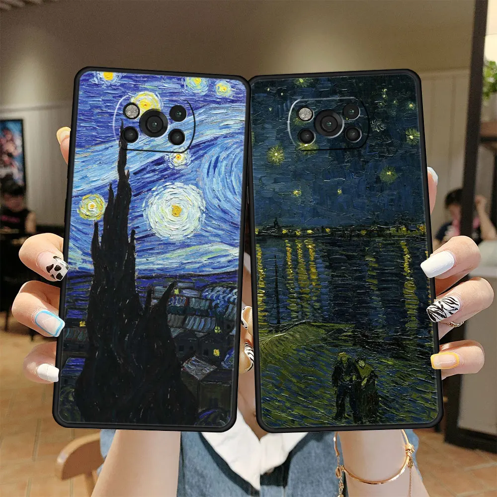 

Cell TPU Case Funda for Xiaomi Poco Redmi M3 X3 NFC Pro F3 8 X4 Note 9 9S 10 11 7 Original Paintings Starry Night Van Gogh