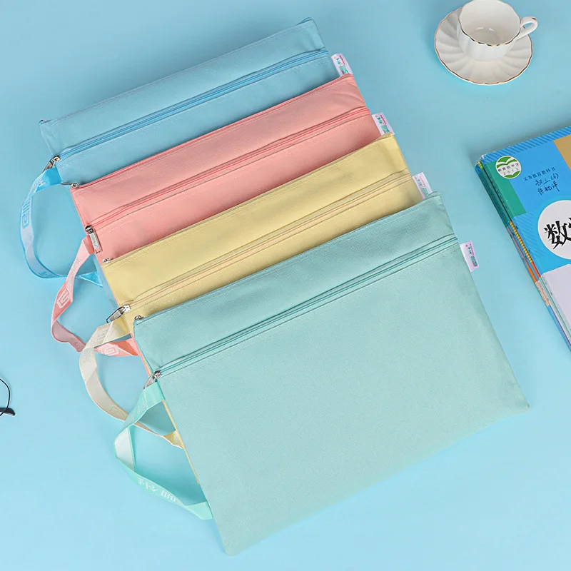 

6pcs A4 Portable File Bag Double Zipper Plastic Pvc Gauze Waterproof Transparent Student Portable Information Bag Office Storage