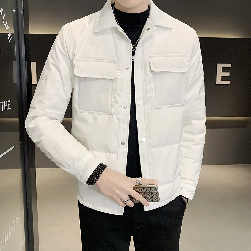 Down Jacket Men 2022 Autumn and Winter New Light and Short Casual Work Clothes Versatile Lapel Coat
