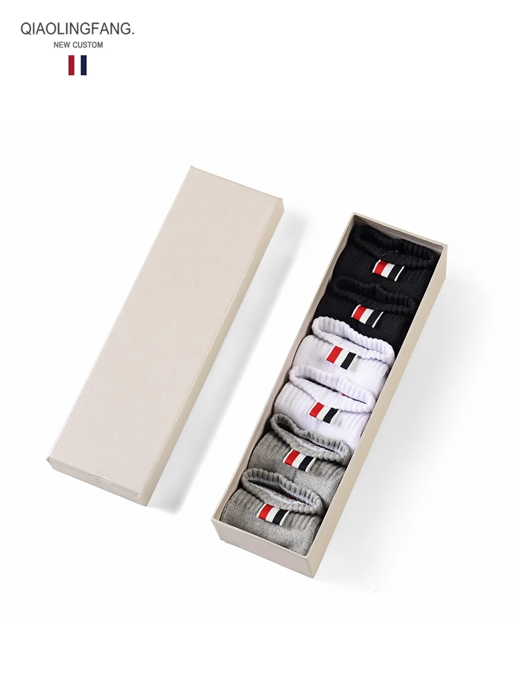 TB socks mid-tube socks pure cotton men and women couple striped webbing mid-tube tide brand socks boxed