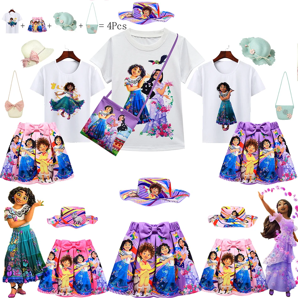 

Летняя повседневная одежда для косплея эньканто, одежда для девочек, нарядное платье с шляпой и сумкой, детская одежда для карнавала, вечери...