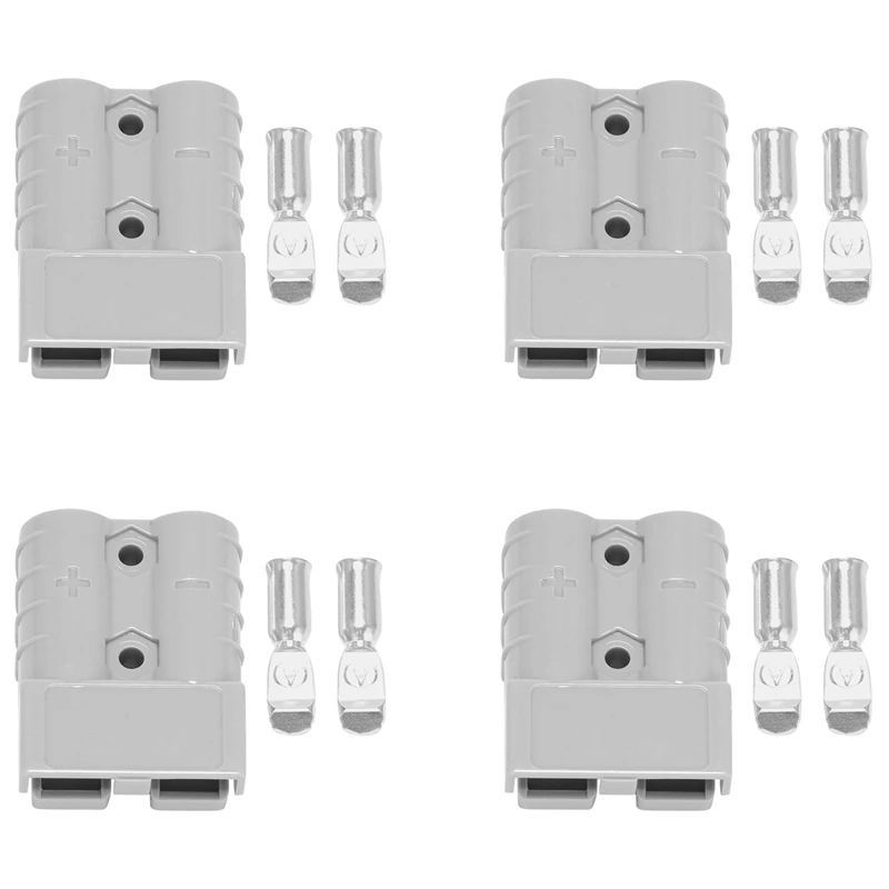 

4X For Anderson Style Plug Connectors 50A 600V 6-12AWG AC/DC Power Tool For 6AWG Plated Solid Terminals Plugs Gray