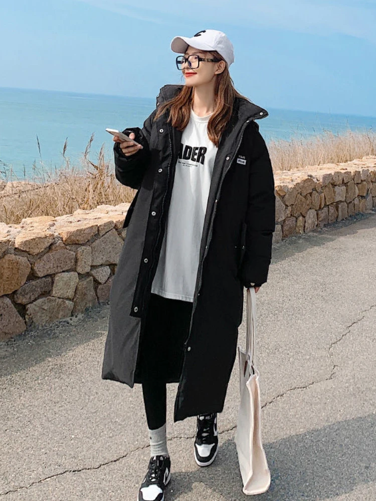 

Autumn Winter Parkas Women Warm Thick Long Bubble Coats Female Hooded Loose Oversied Puffer Jacket Korean Outwear