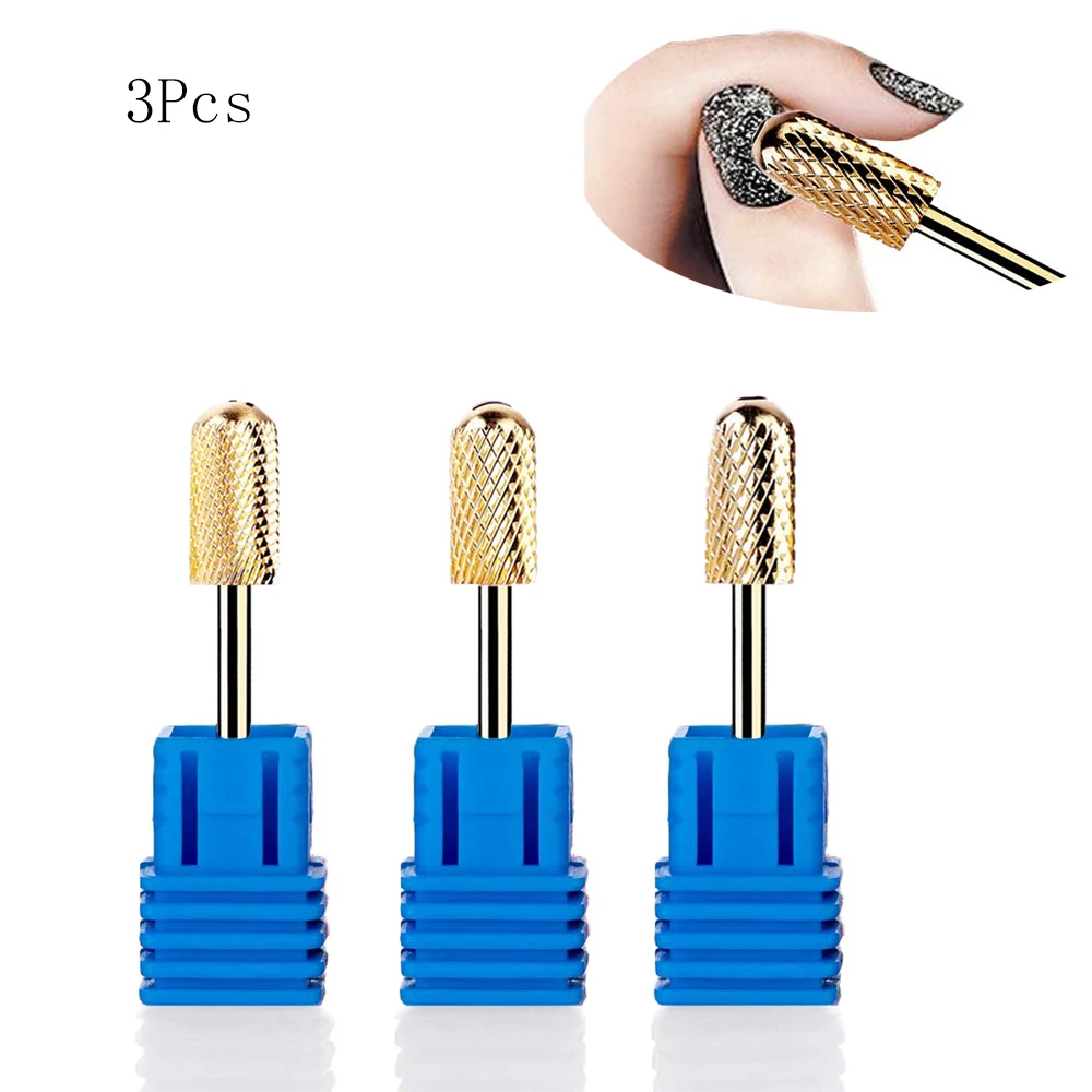 

3PCS Nail Drill Bits for Acrylic Nails Professional Remove Gel Medium Fine Coarse 3/32 Inch