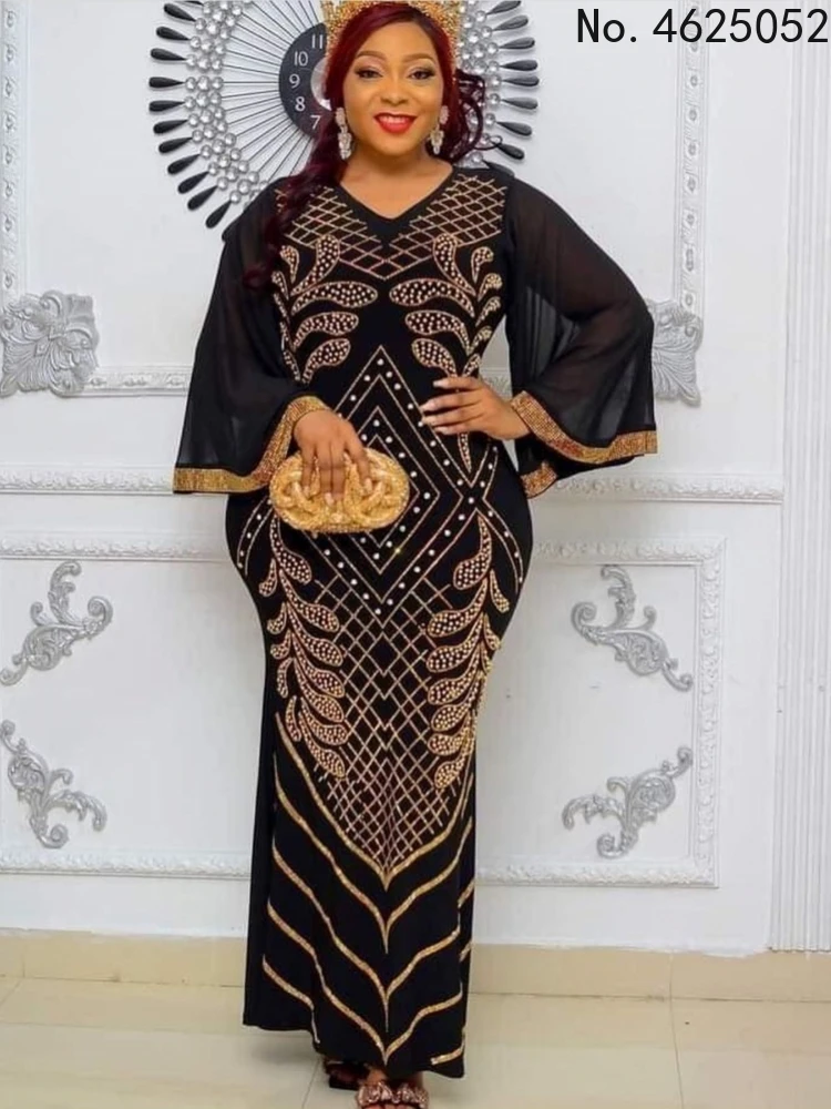 

African Dresses For Women 2022 Autumn Stripe Africa Clothing Muslim Long Maxi Dress High Quality Fashion African Dress For Lady