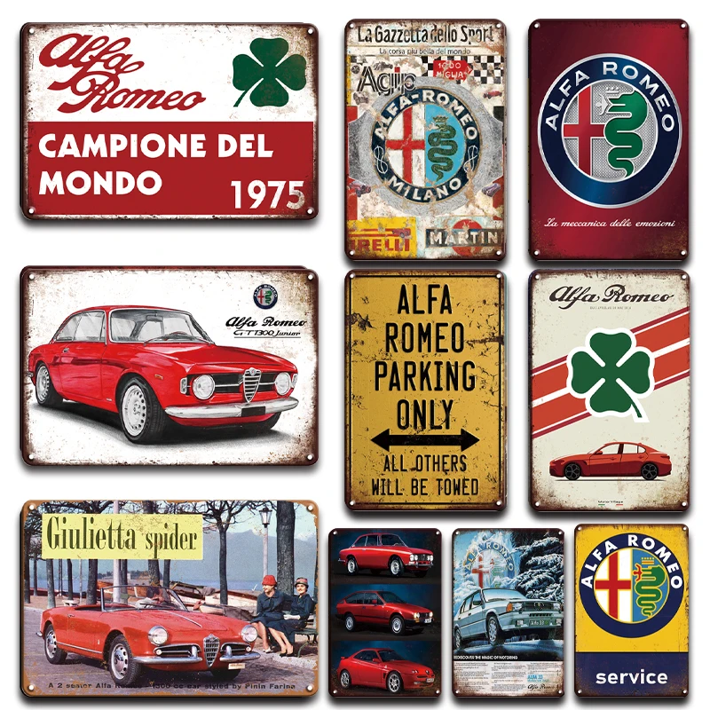 

Vintage Alfa Romeo Art Poster Tin Sign Garage Home Decorative Metal Plate Retro Car Stickers Man Cave Decor Metal Plaque Signs 1