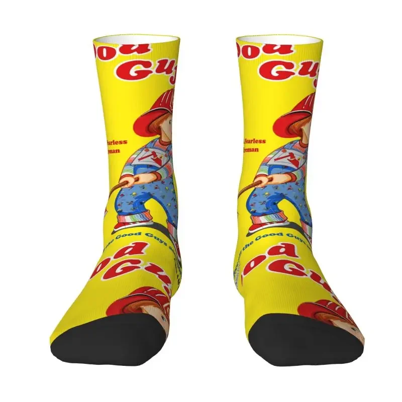 

Cute Men's Good Guys Fireman Child's Play Dress Socks Unisex Warm Breathbale 3D Printed Chucky Crew Socks