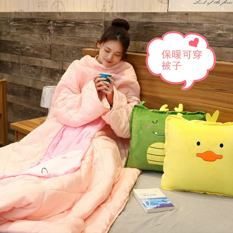 

Sleeved Mobile Phone Quilt Lazy Person Quilt Multifunctional All In One Thick Insulation Anti Kick and Wearable Quilt