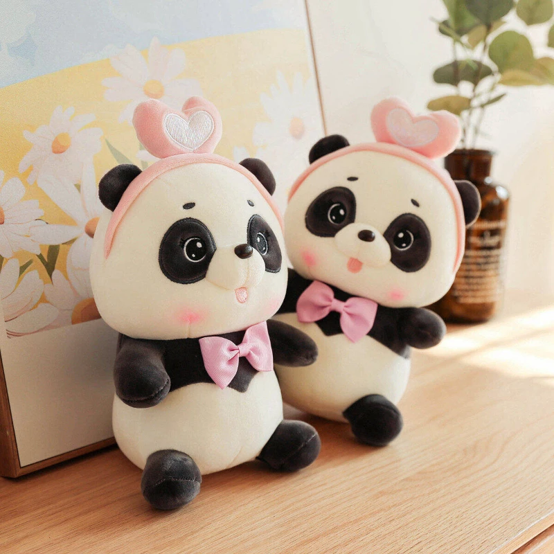 

Cute plush toy little panda doll bow tie cat doll soothe rag doll girl child gift male
