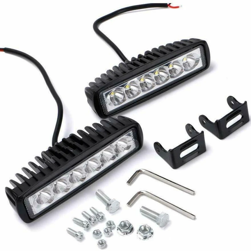 

2PCS 18W 6 LED Car Work Light DRL Spotlight High Bright Waterproof Auto Offroad SUV Truck Headlights Driving Lamp 12V 24V 6000K