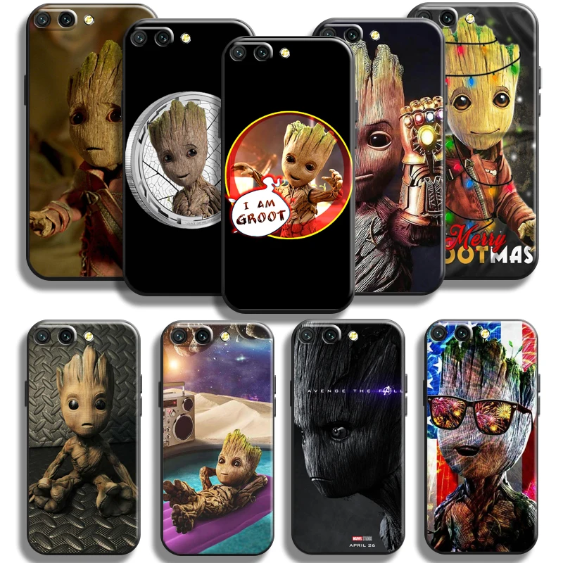 

Marvel Groot For Huawei Honor 10 10i 9 9A For Honor 10X 9X Pro Lite Phone Case Carcasa Liquid Silicon Silicone Cover Funda