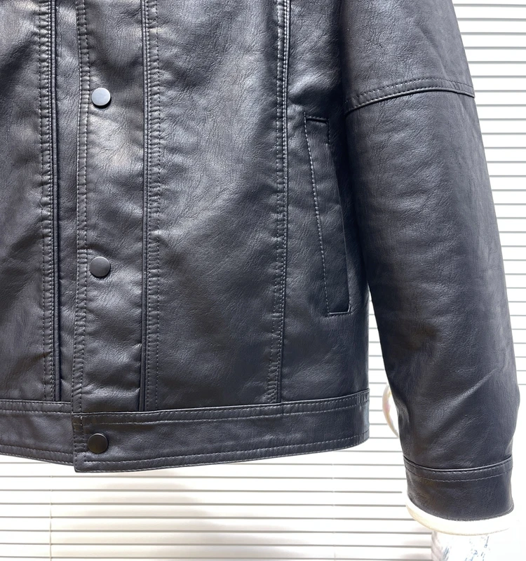 Мужское кожаное пальто в стиле ретро весна-осень 2023 новая корейская кожаная