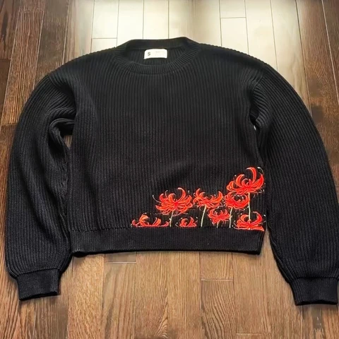 BiggOrange Ретро вязаный свитер с цветочным узором